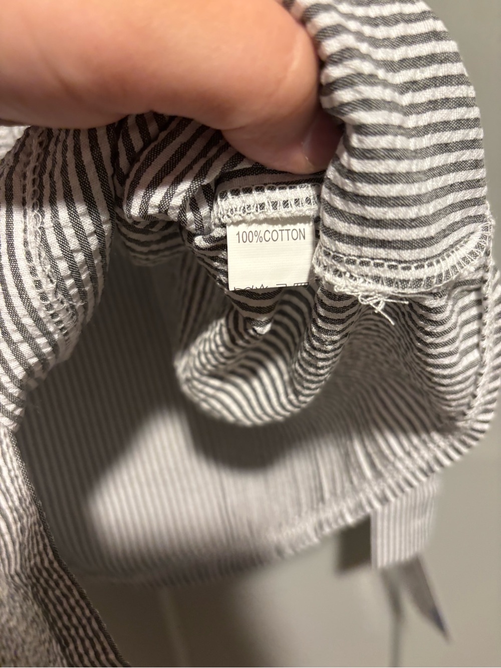 Striped Ruffle-Front Long Sleeve Shirt - Black & White - Picture 4 of 6